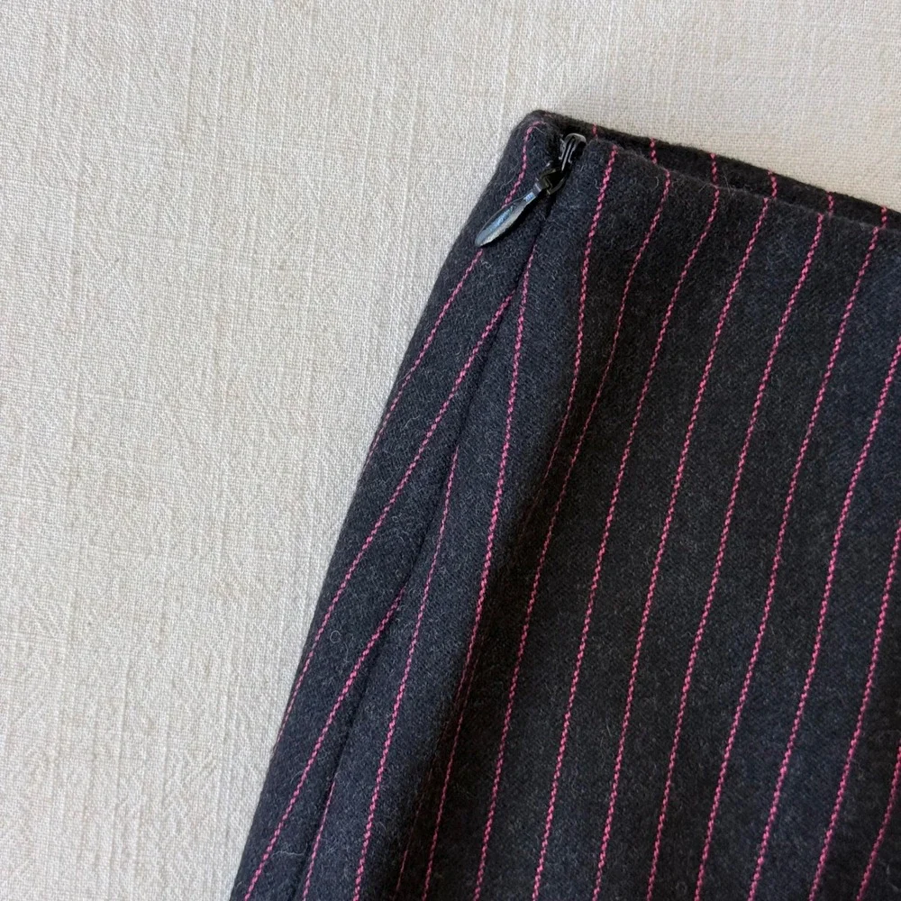 Versus Gianni Versace Pinstripe Wool Mini Skirt Womens 28 Black Pink Italy